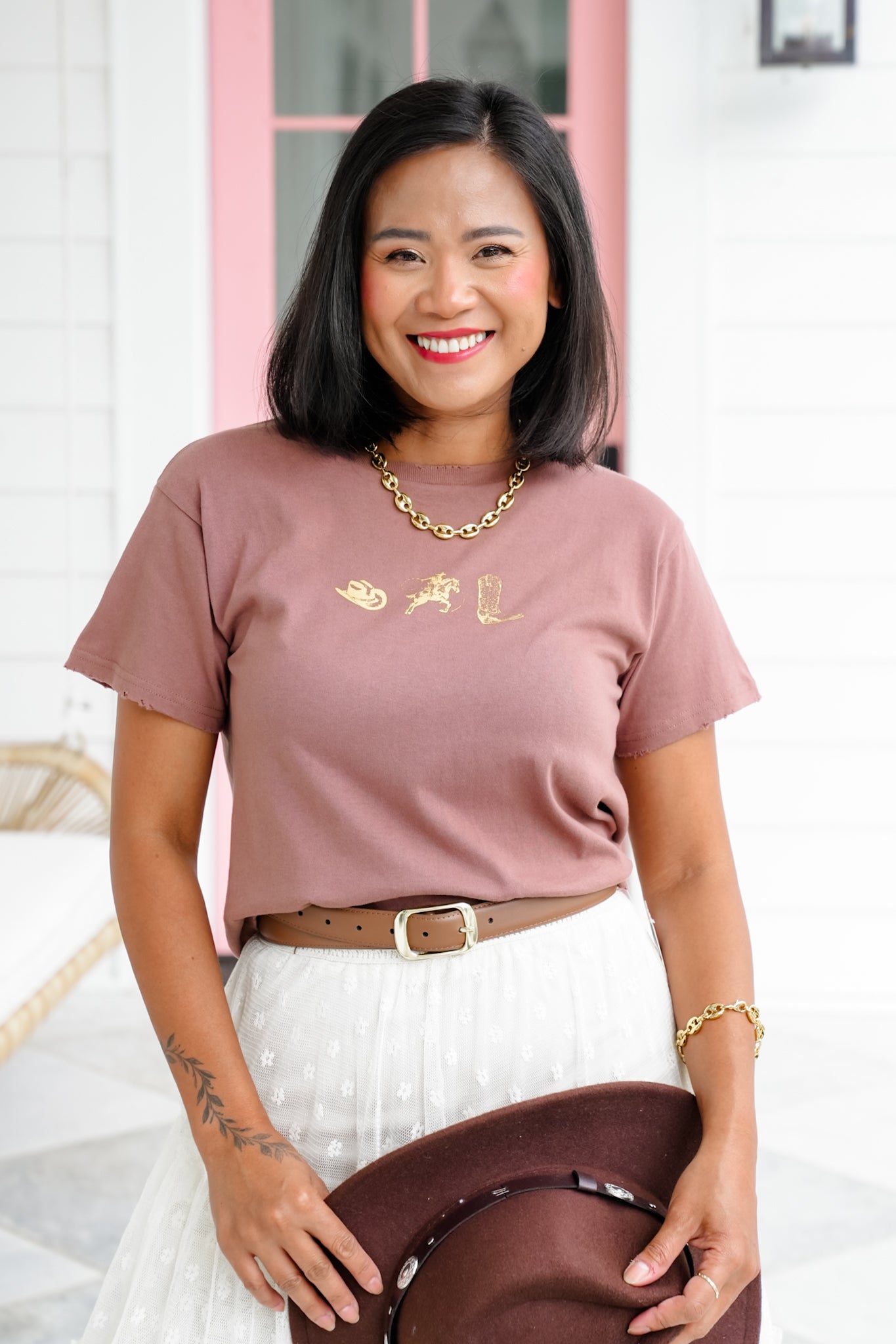 Short Sleeve Western Trio Graphic Crop Tee