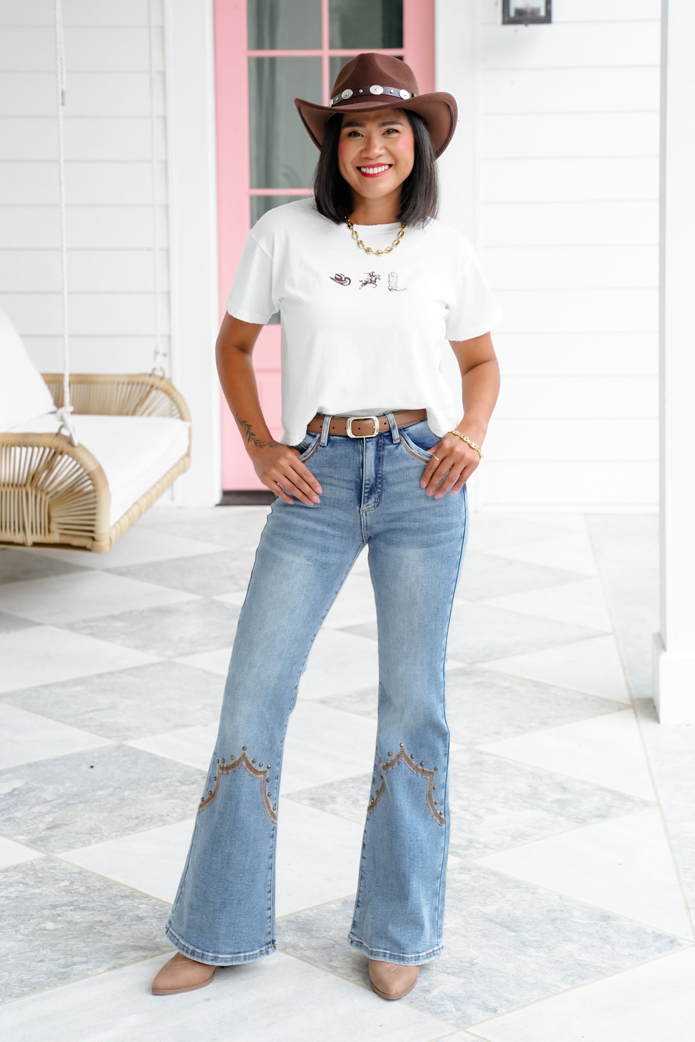 Short Sleeve Western Trio Graphic Crop Tee