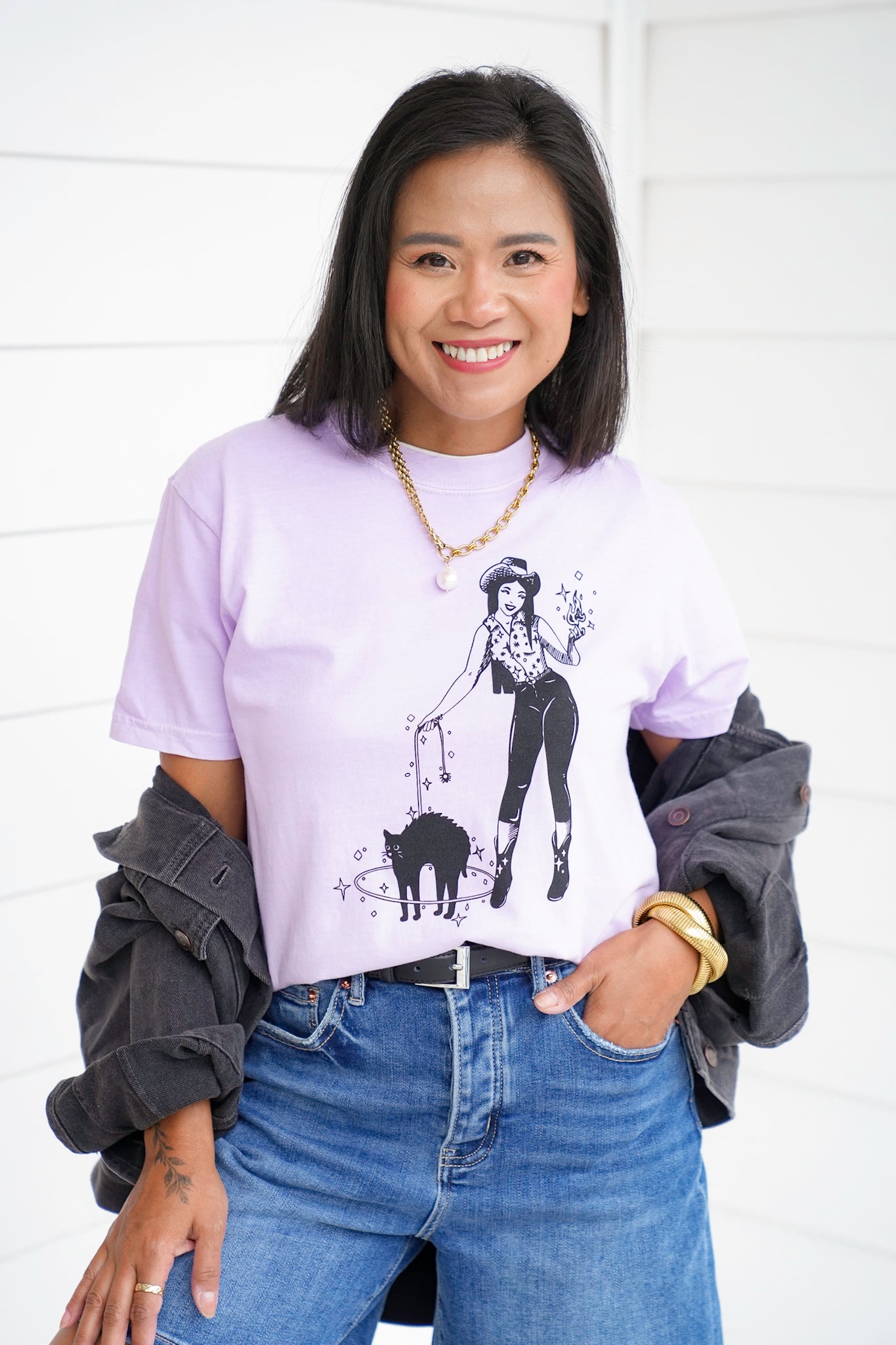 Plus/Reg Short Sleeve Cowgirl Halloween Graphic Tee