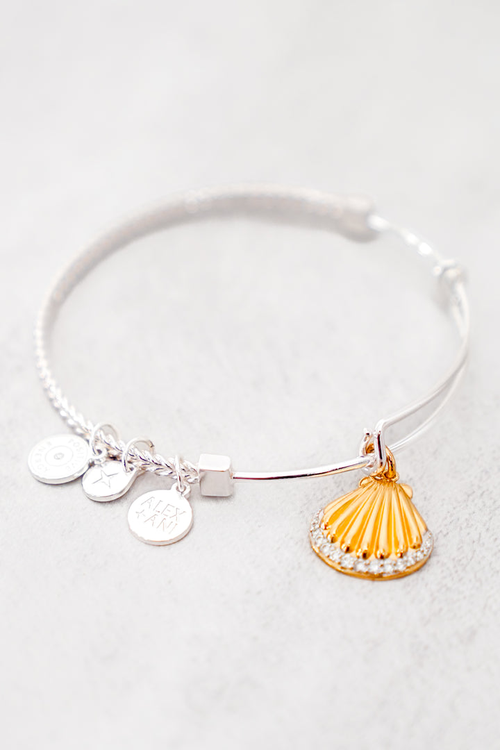 ALEX + ANI Scallop Seashell Charm Bangle
