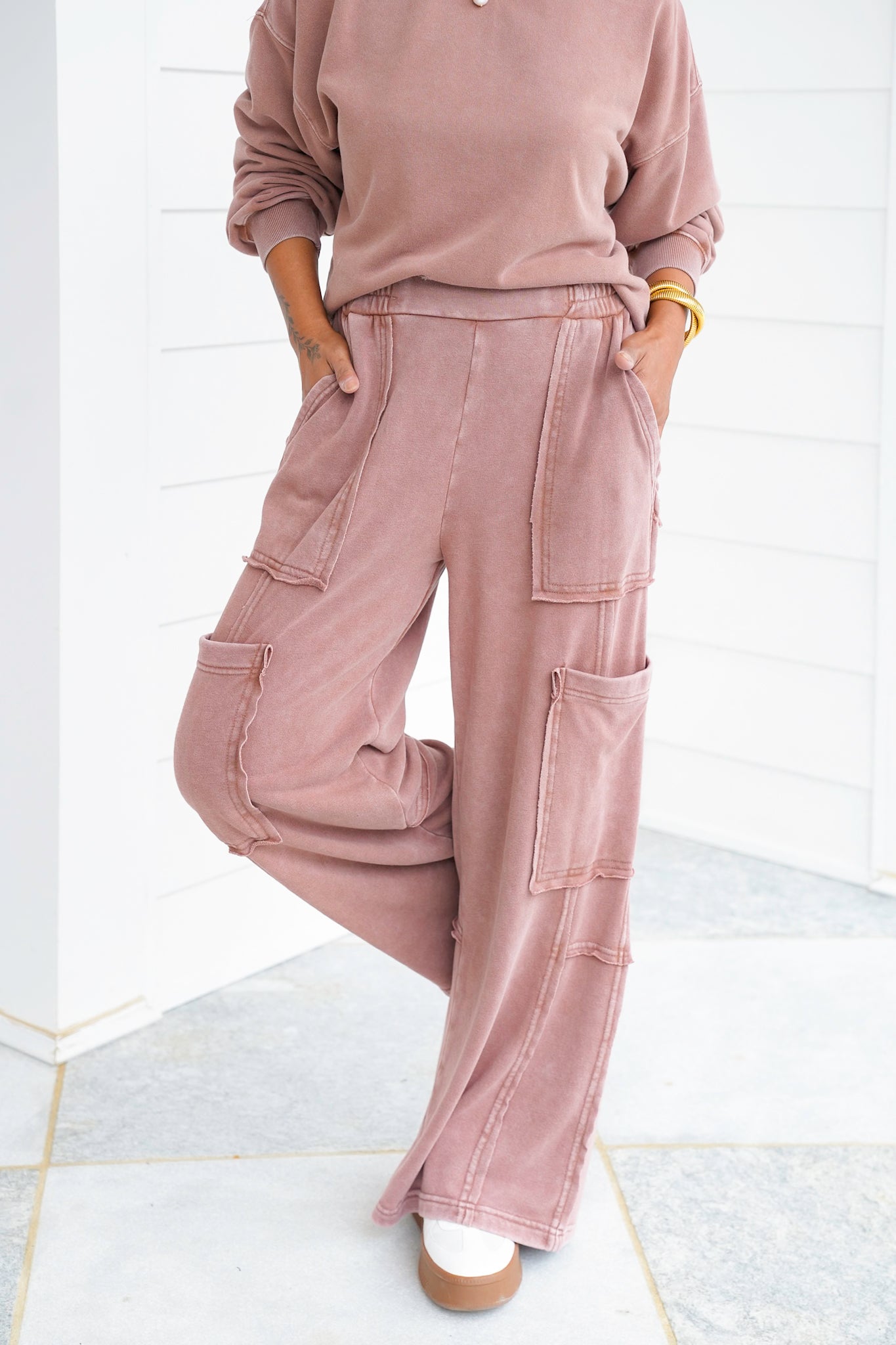 Mineral Washed Oversized Sweatpants with Utility Pockets