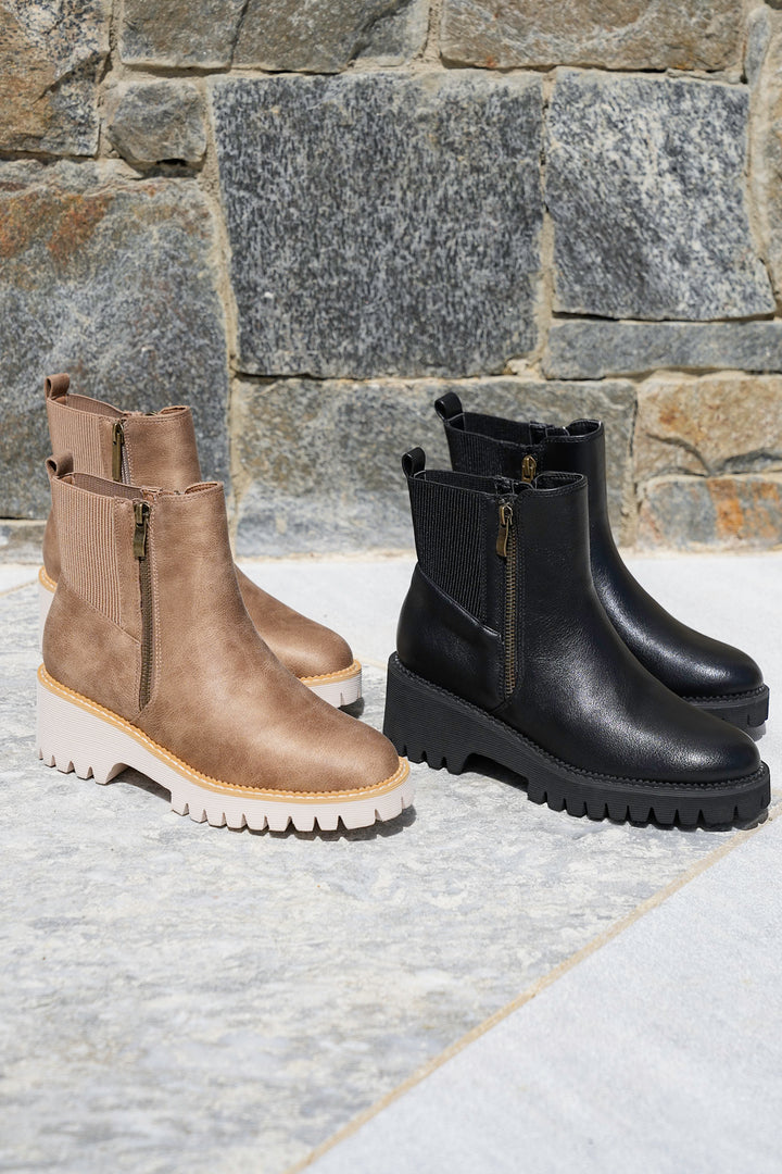 Corky's "Take a Hike" Chunky Ankle Boots with Side Zipper