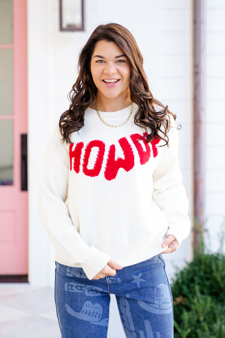 Long Sleeve "Howdy" Pullover Sweater