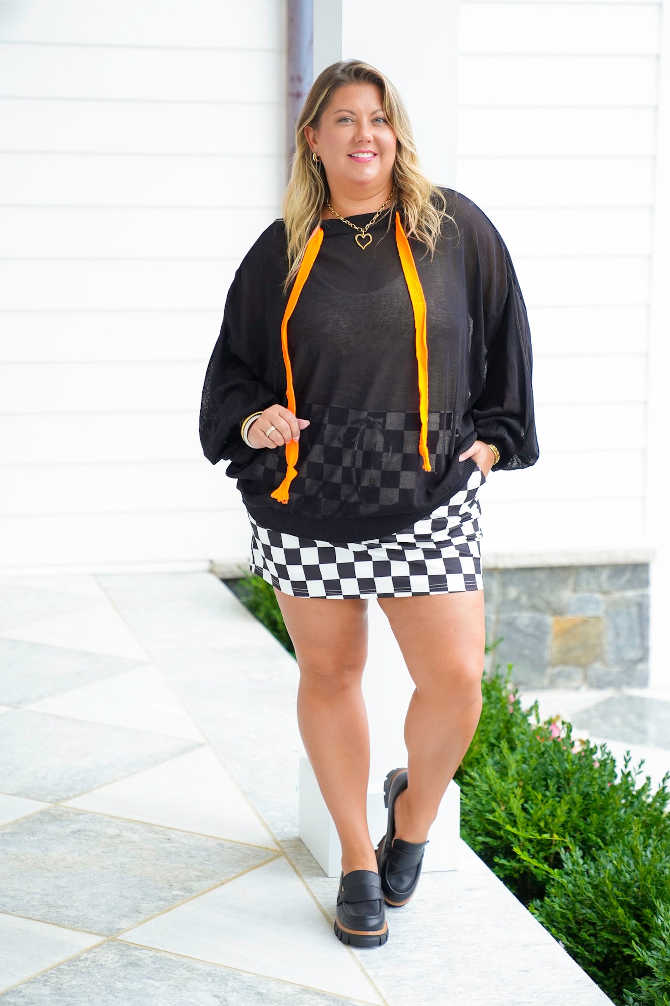 Solid Long Sleeve Knit Top with Drawstring Neck Detail