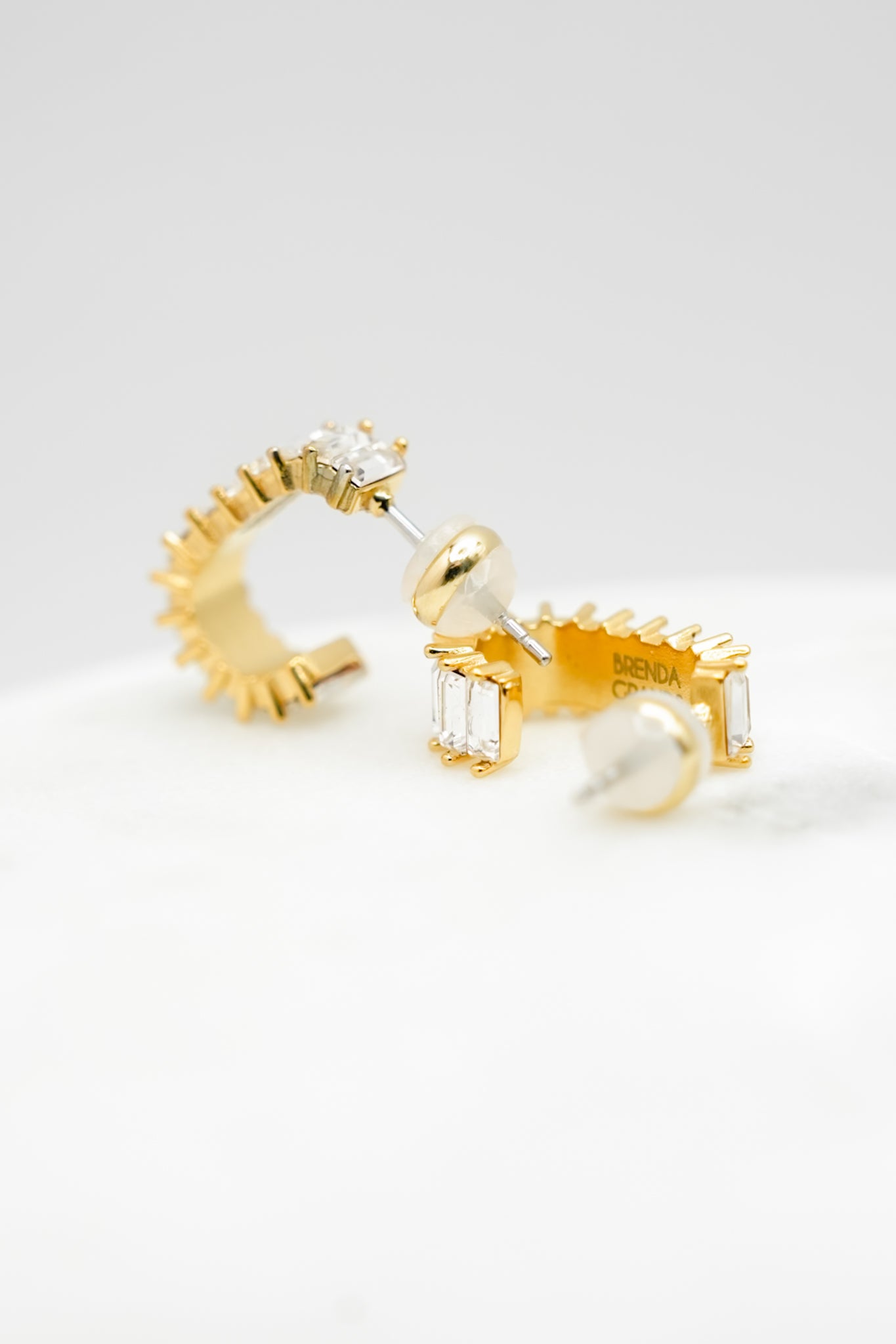 18K Gold Squared Diamond Hoop Earrings