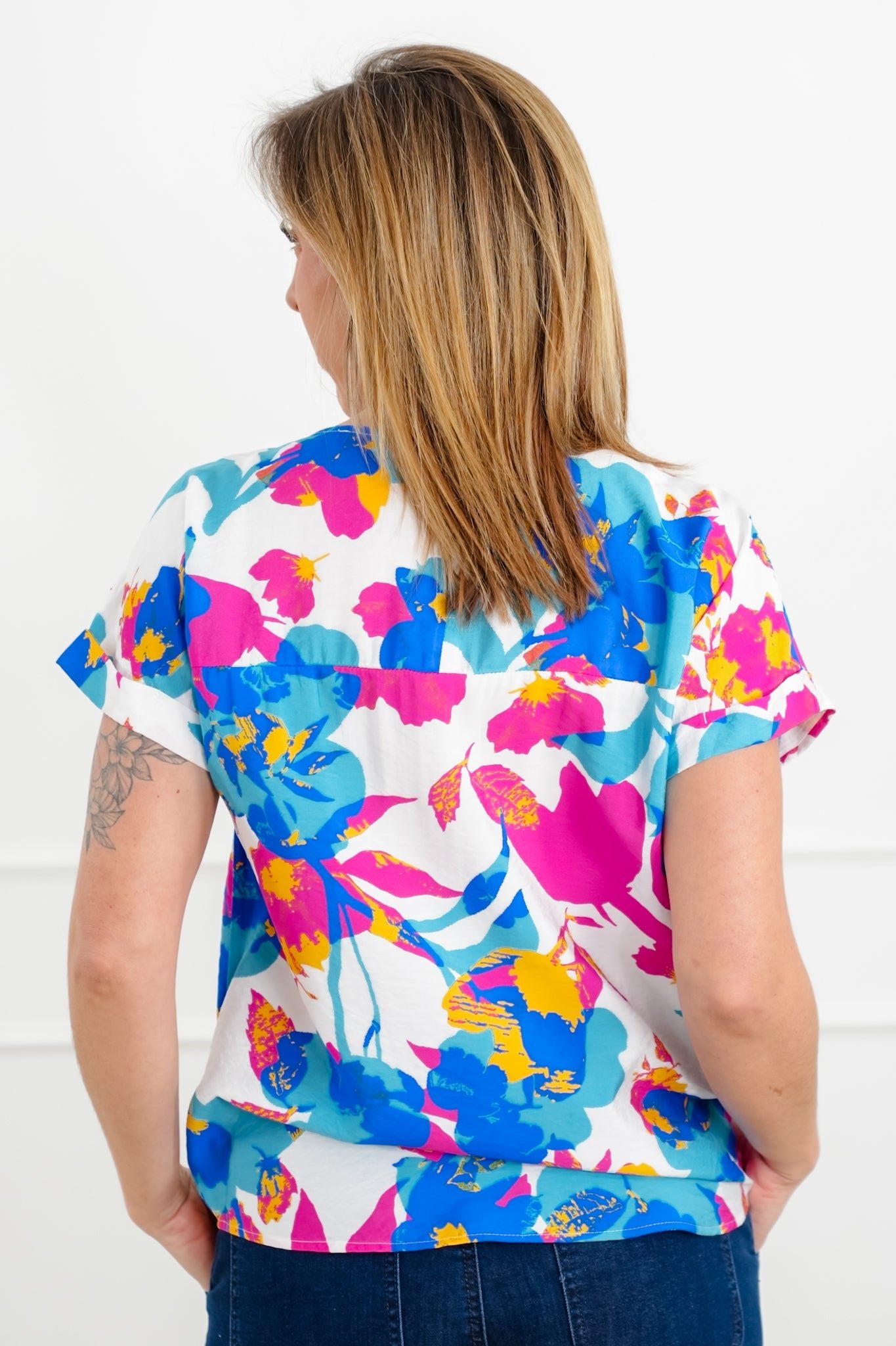 Floral Print Short Sleeve Top - Freckled Poppy