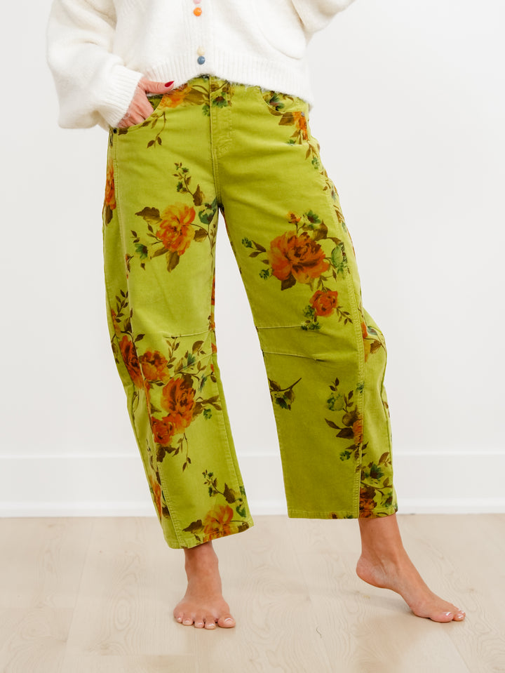 Floral Print Corduroy Pants - Freckled Poppy