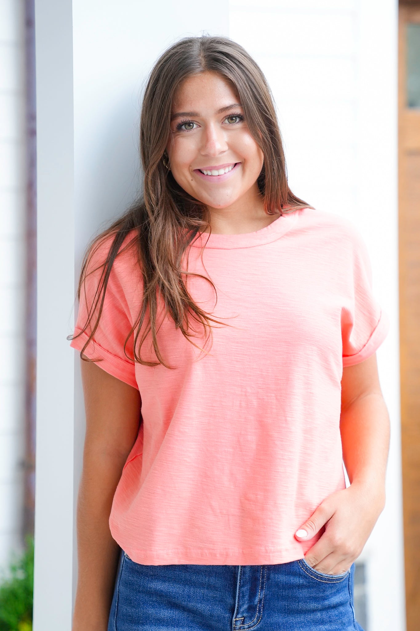 Door Buster! Zenana Cotton Slub Round Neck Short Sleeve Tee