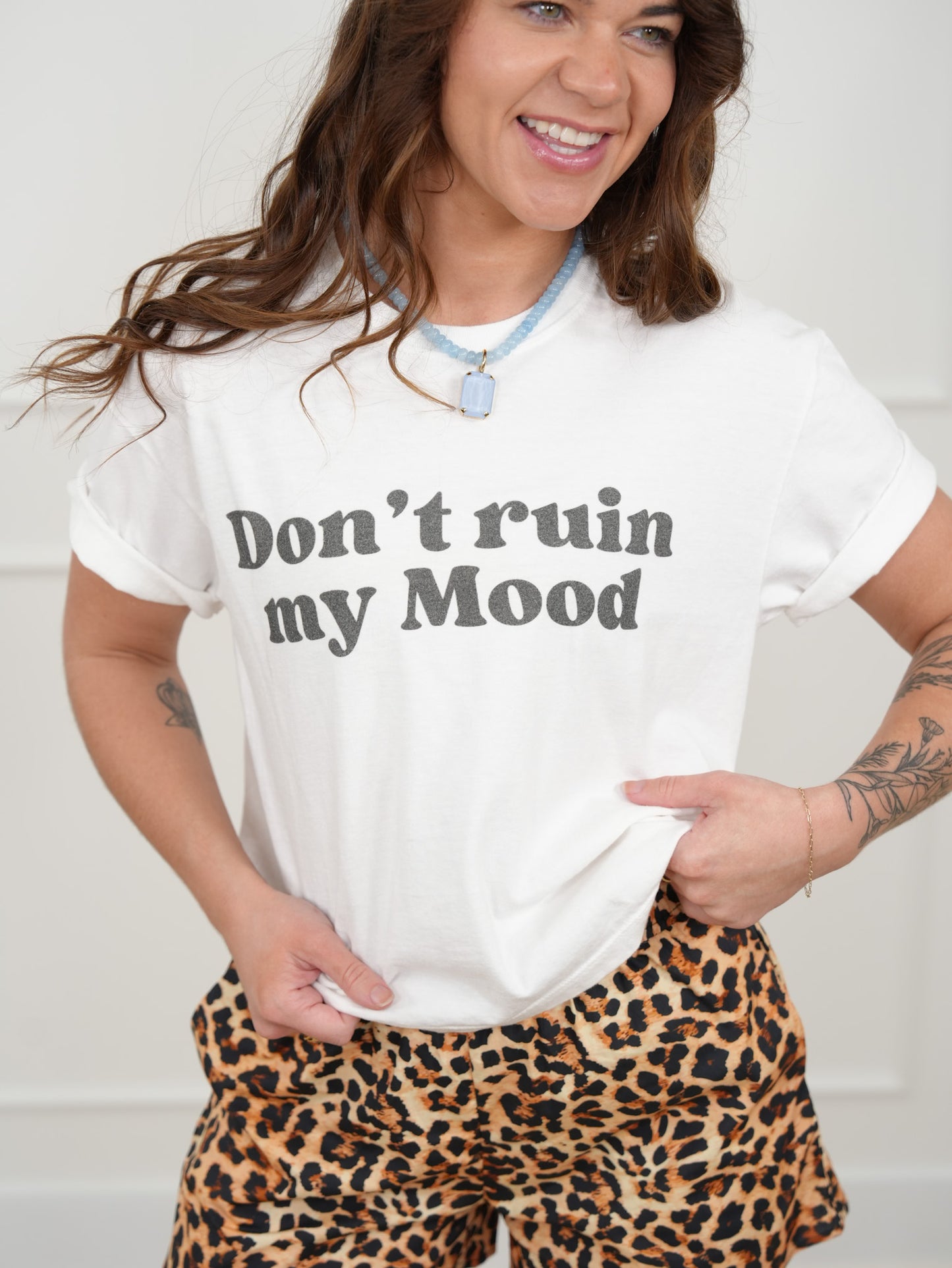 Plus/Reg Short Sleeve "Don't Ruin My Mood" Graphic Tee