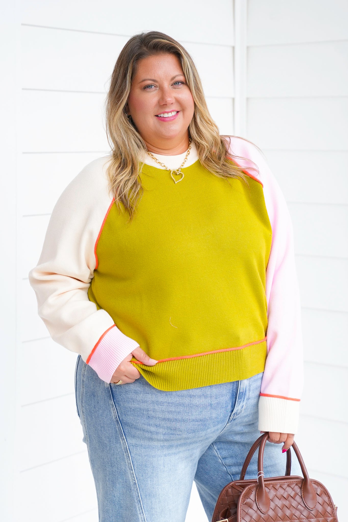 Color Block Long Sleeve Pullover Sweater