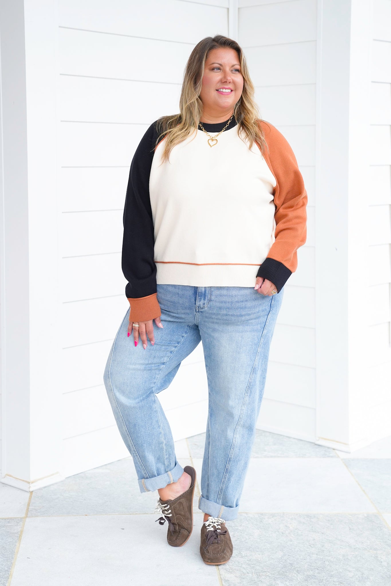 Color Block Long Sleeve Pullover Sweater