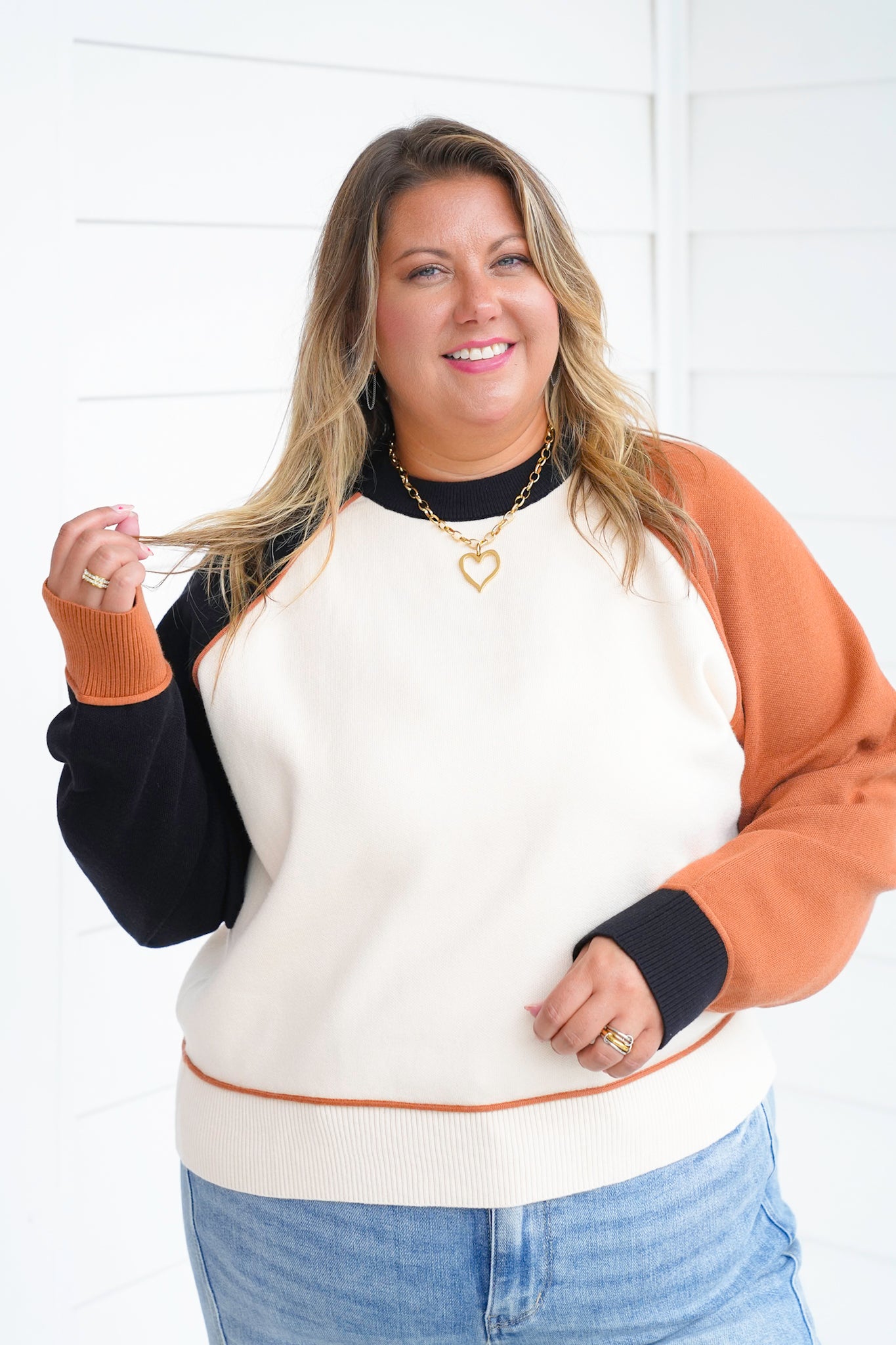 Color Block Long Sleeve Pullover Sweater