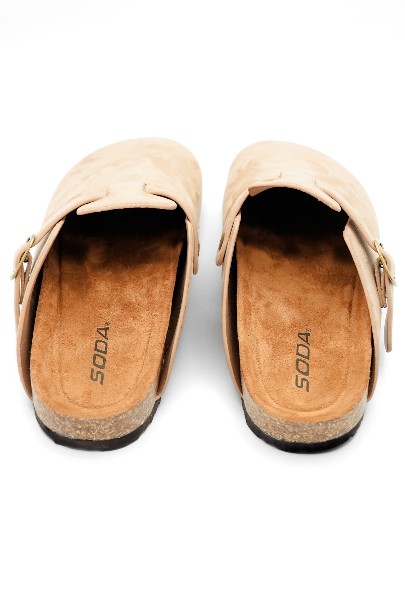 Vegan Suede Closed Toe Buckle Mule