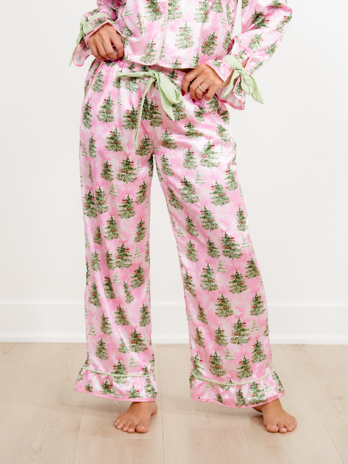 Christmas Tree Print Long Sleeve Top and Pants Lounge Set