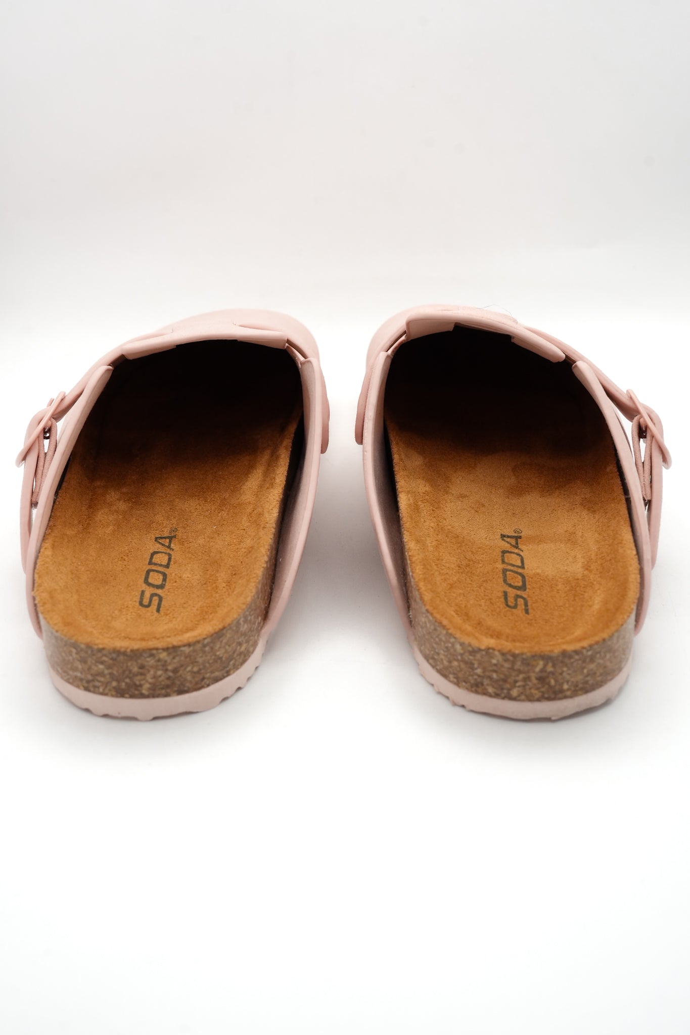 Vegan Suede Buckle Strap Closed Toe Clog Mule