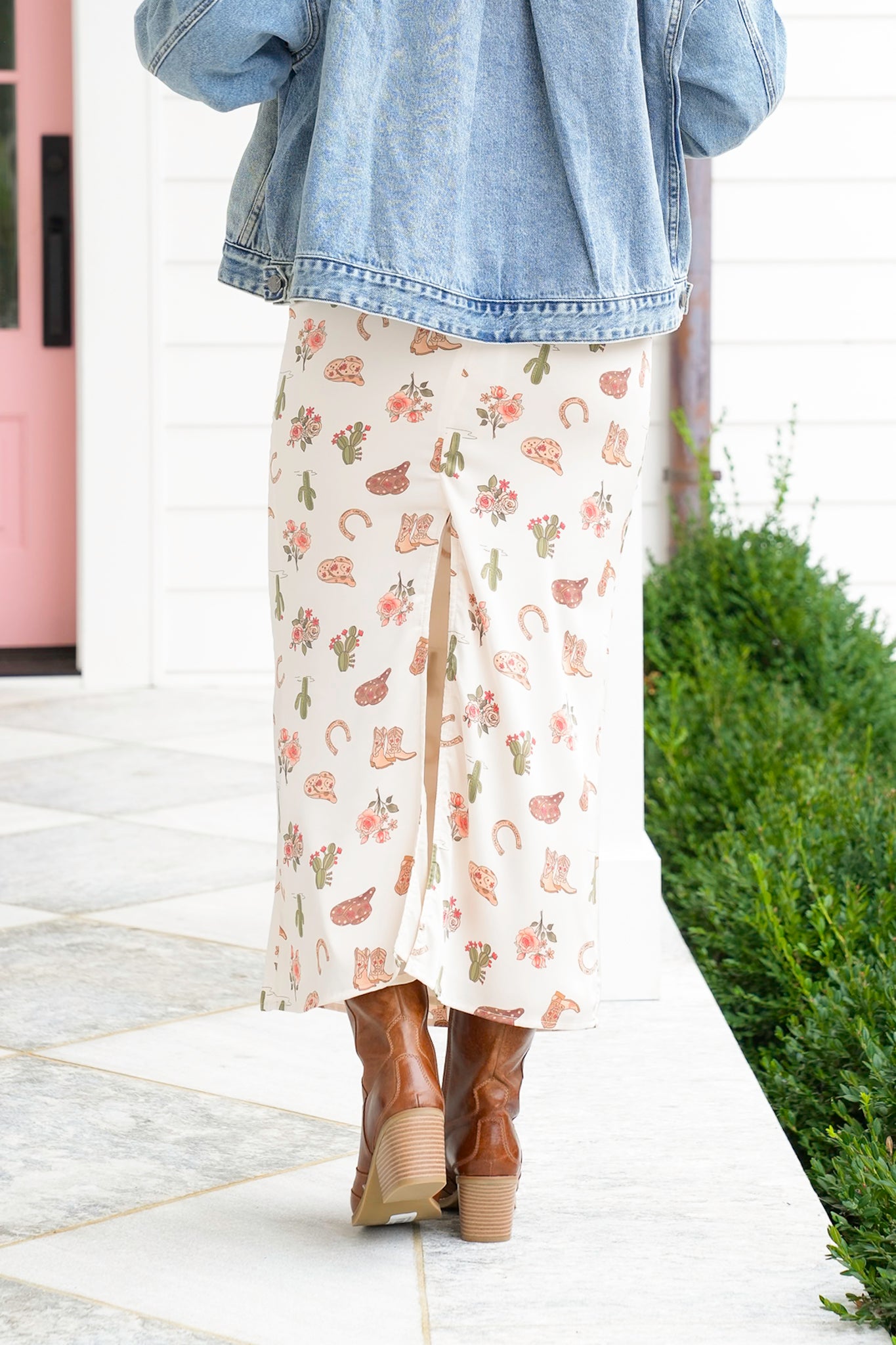 Western Print Maxi Skirt