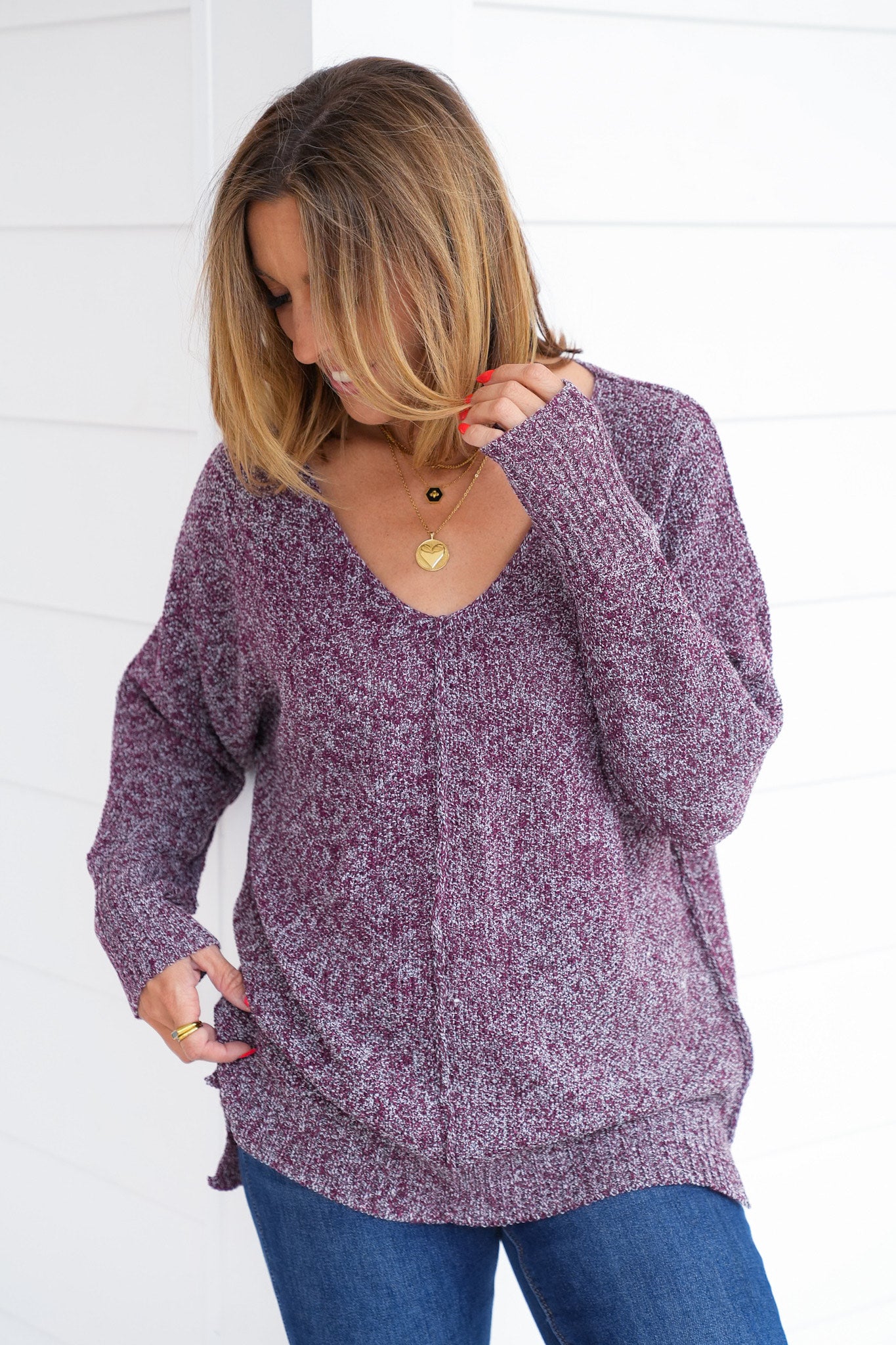 Door Buster! Zenana V-Neck Center Seam Hi-Low Sweater