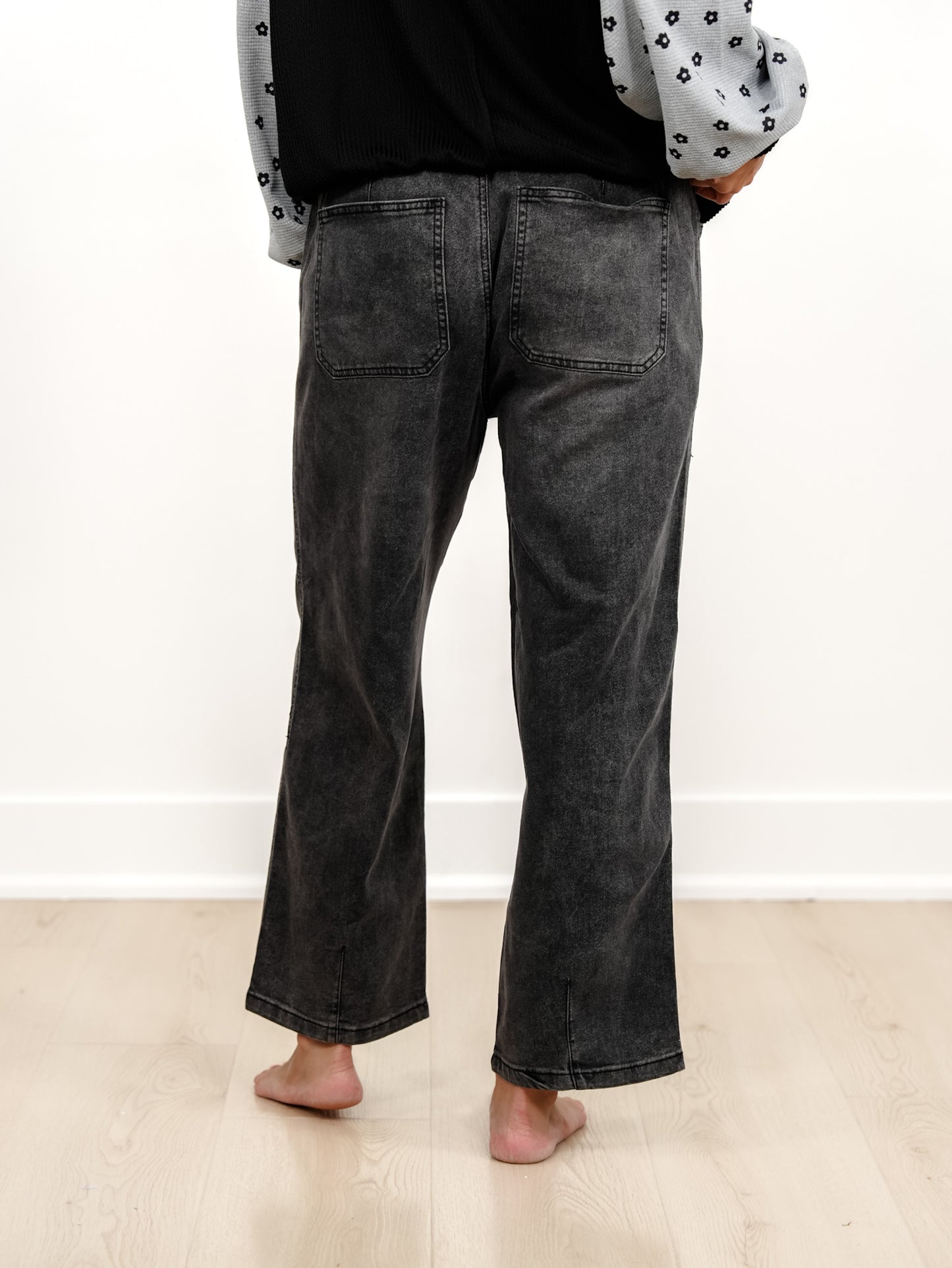 Washed Wide Leg Pants With Drawstring