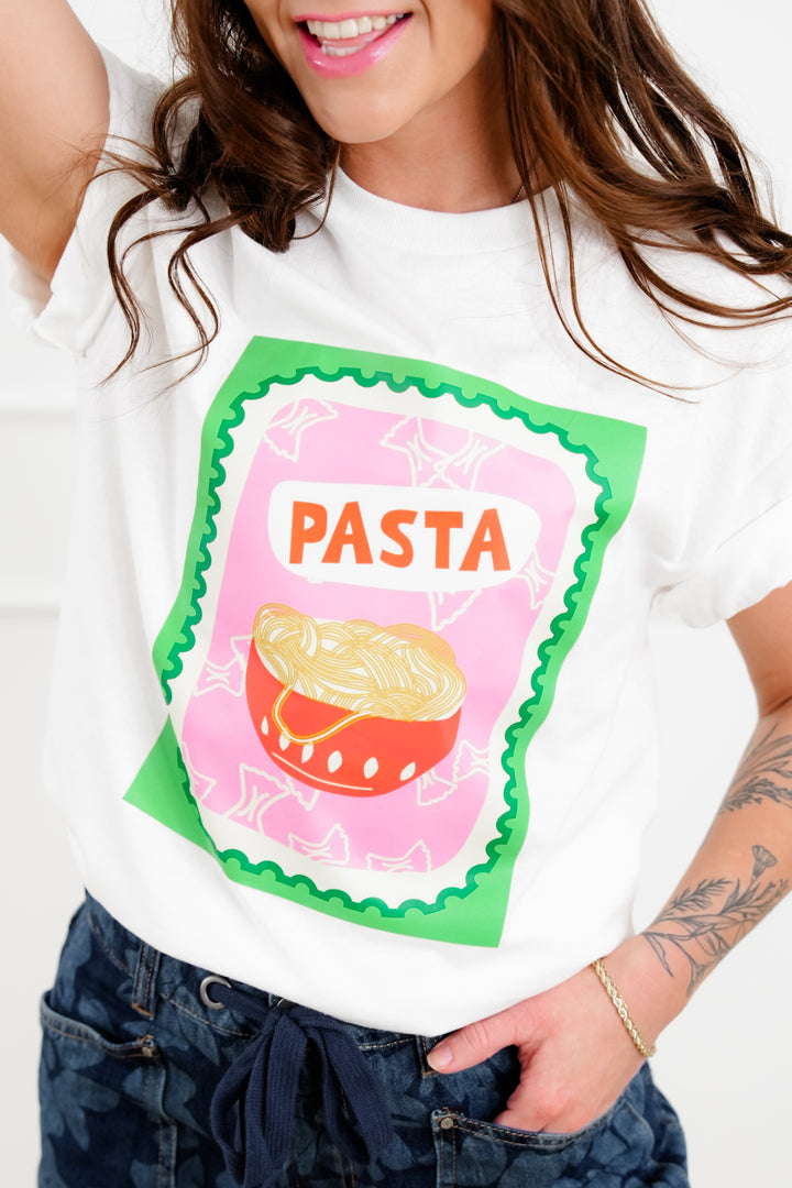 Plus/Reg Short Sleeve "Pasta" Graphic Tee - Freckled Poppy