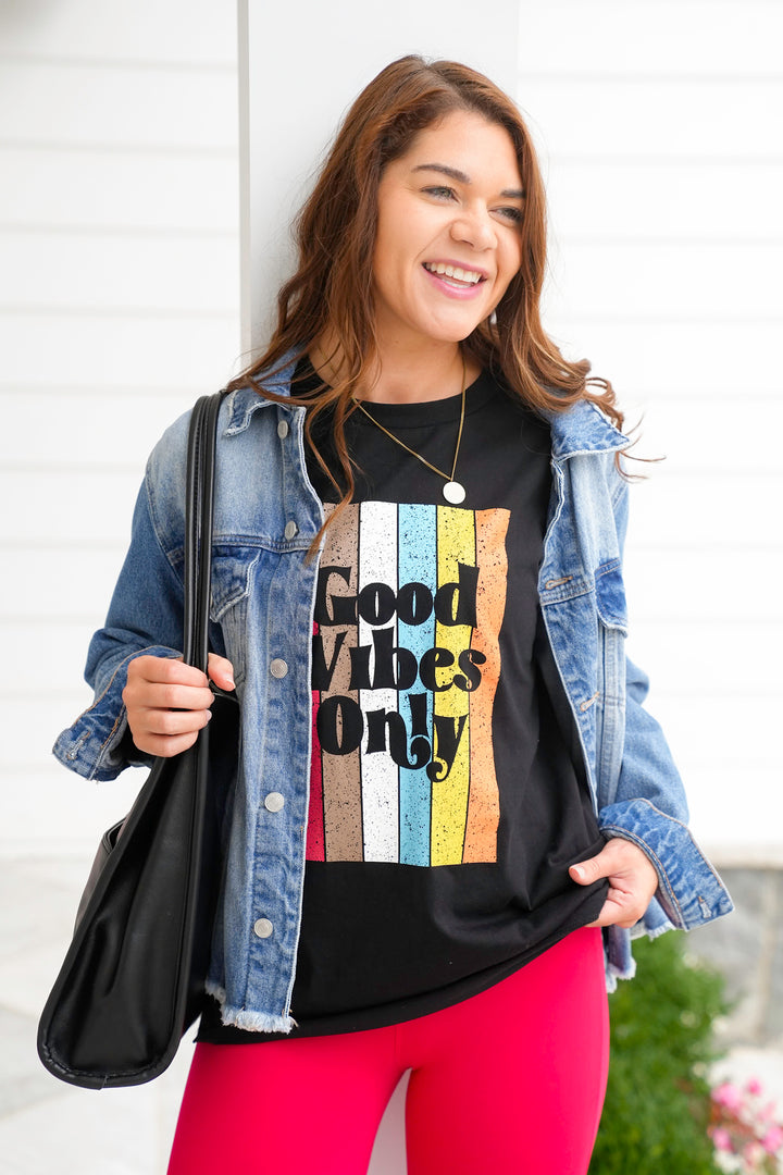 Black Short Sleeve "Good Vibes Only" Graphic Tee