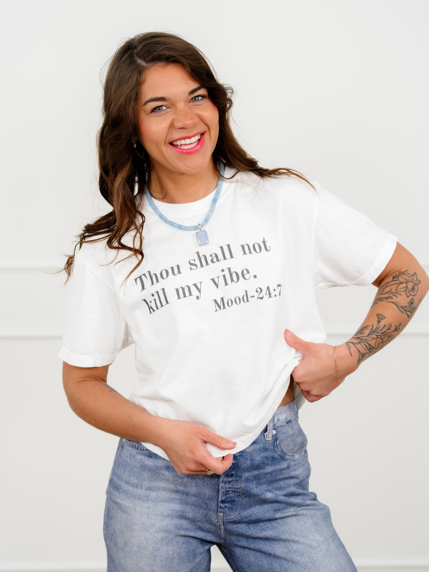 Plus/Reg Short Sleeve "Thou Shall Not Kill My Vibe" Graphic Tee