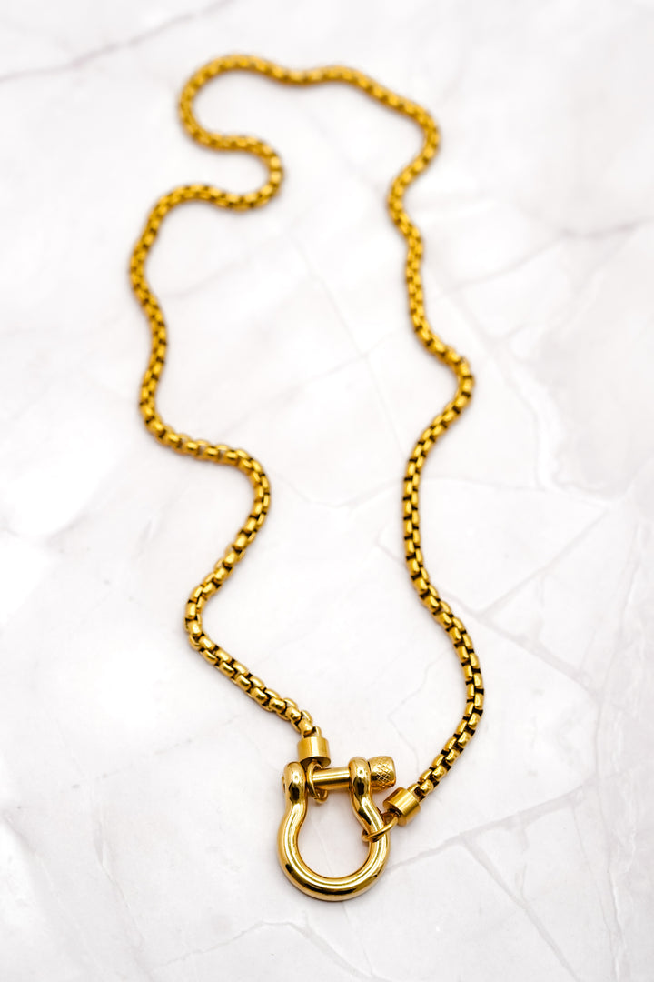 Chunky Box Chain with Horsebit Closure Necklace