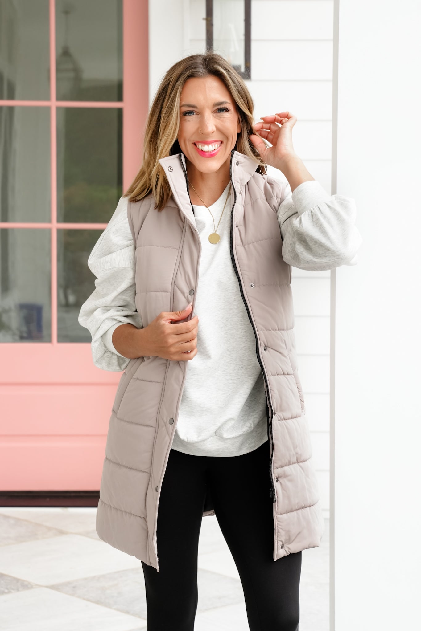 Plus/Reg Sleeveless Button Down Long Vest