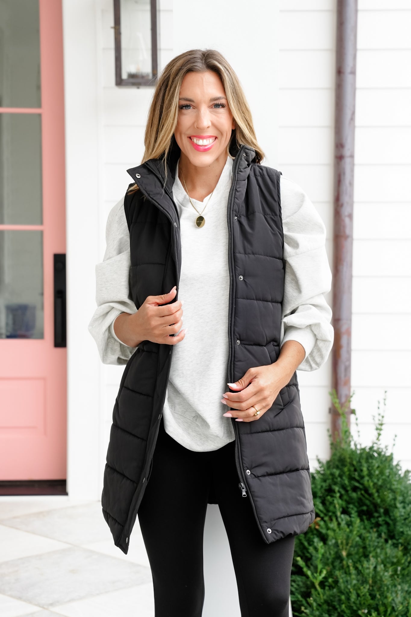 Plus/Reg Sleeveless Button Down Long Vest