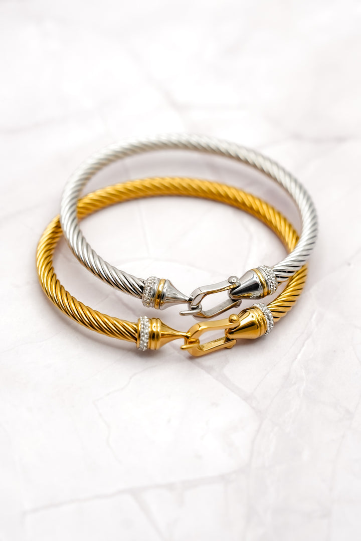 Twist Bangle with CZ Paving