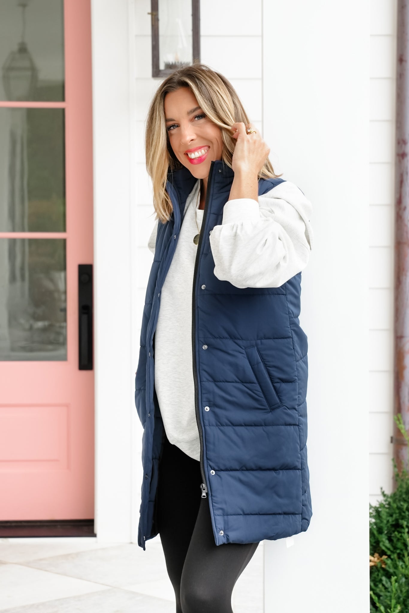 Plus/Reg Sleeveless Button Down Long Vest
