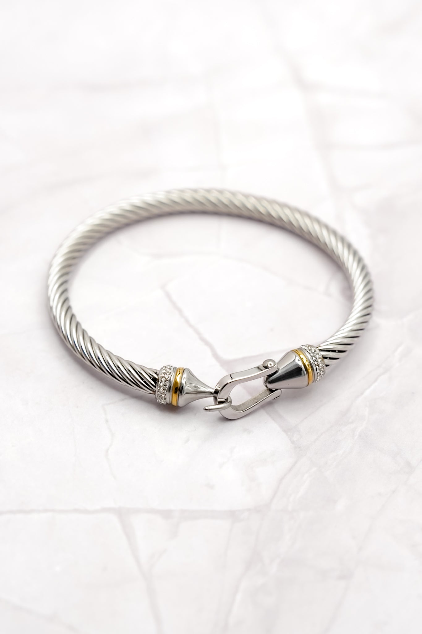 Twist Bangle with CZ Paving