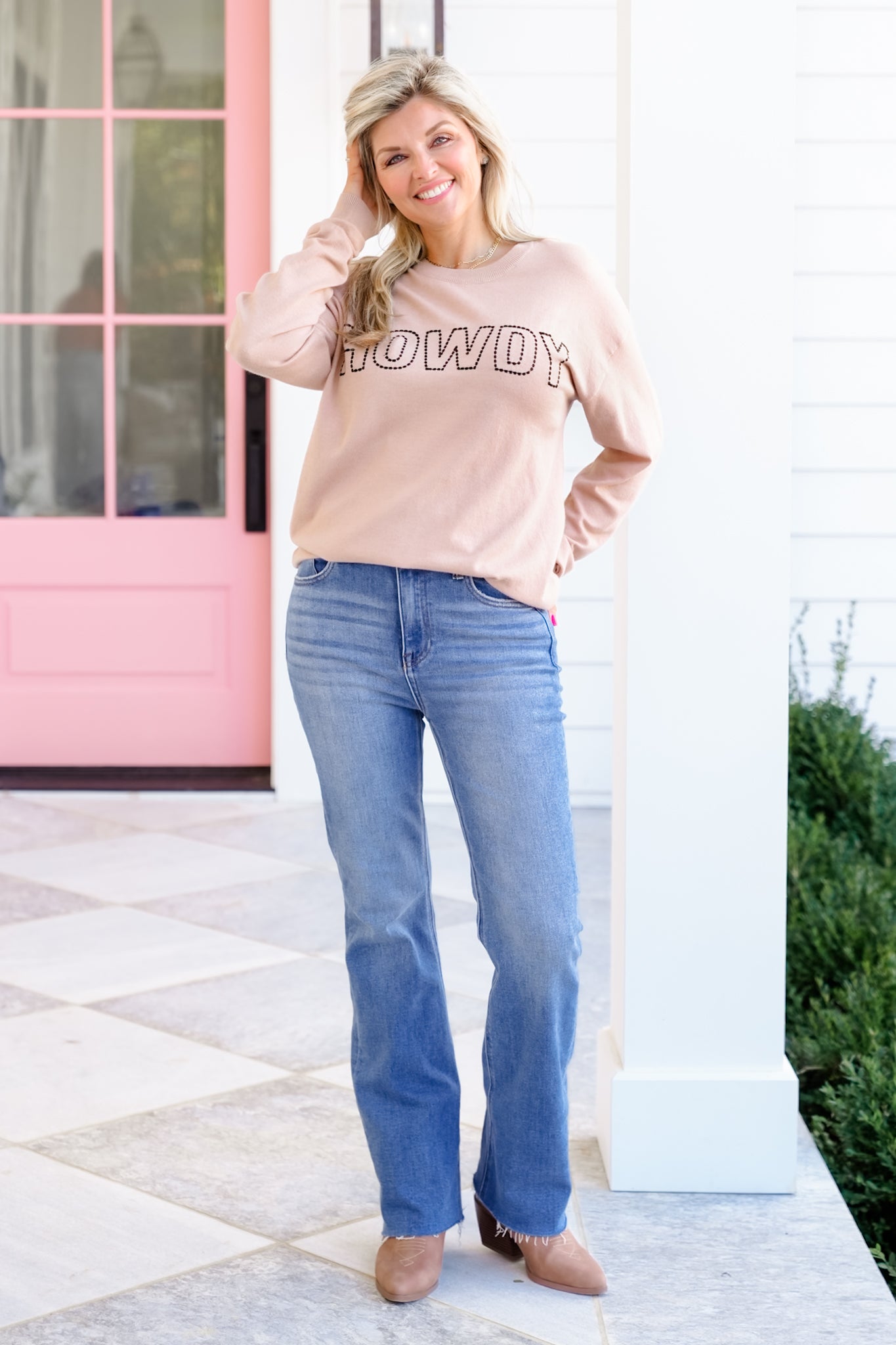 Long Sleeve "Howdy" Pullover Sweater