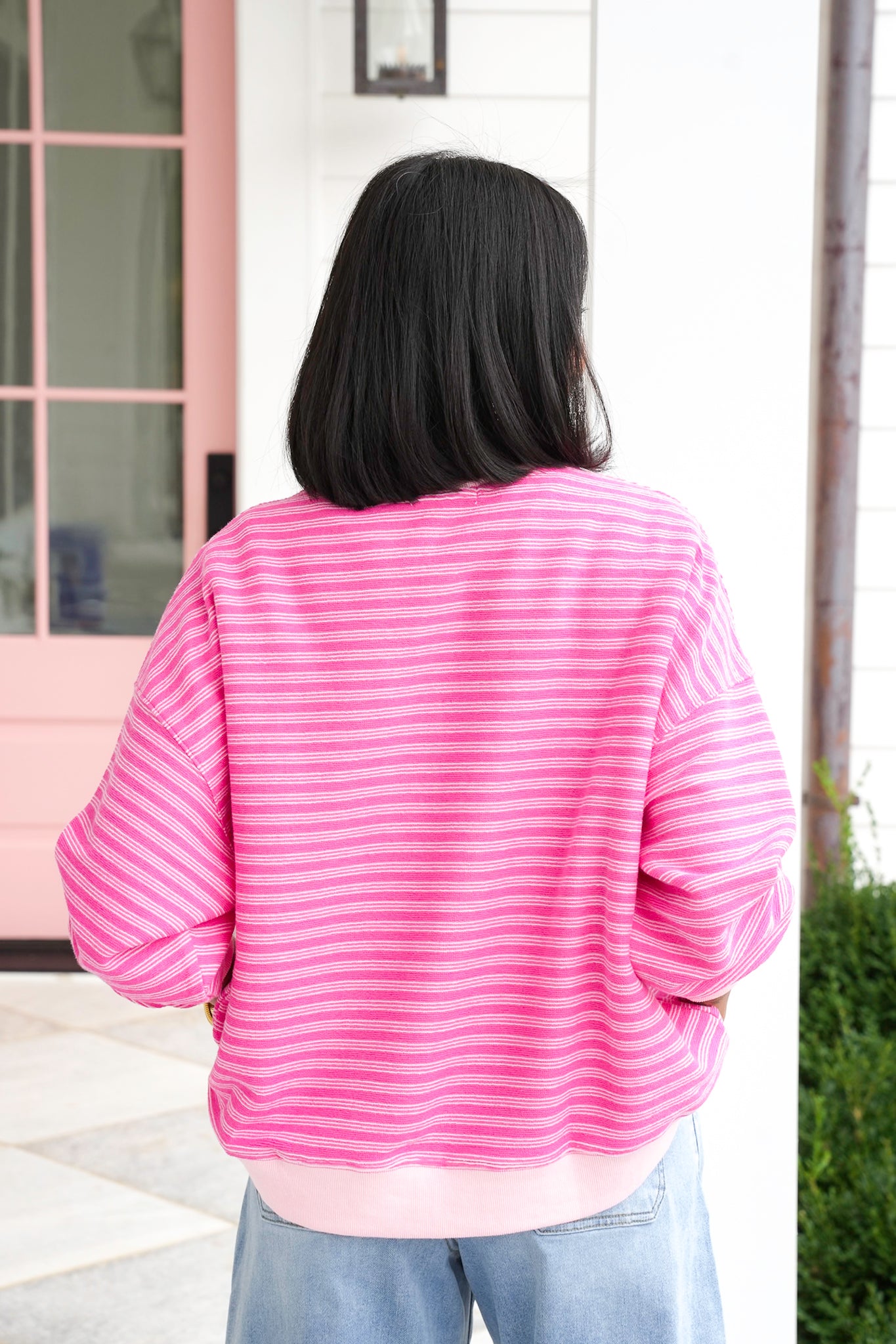 Striped Long Sleeve Crew Neck Knit Pullover Top