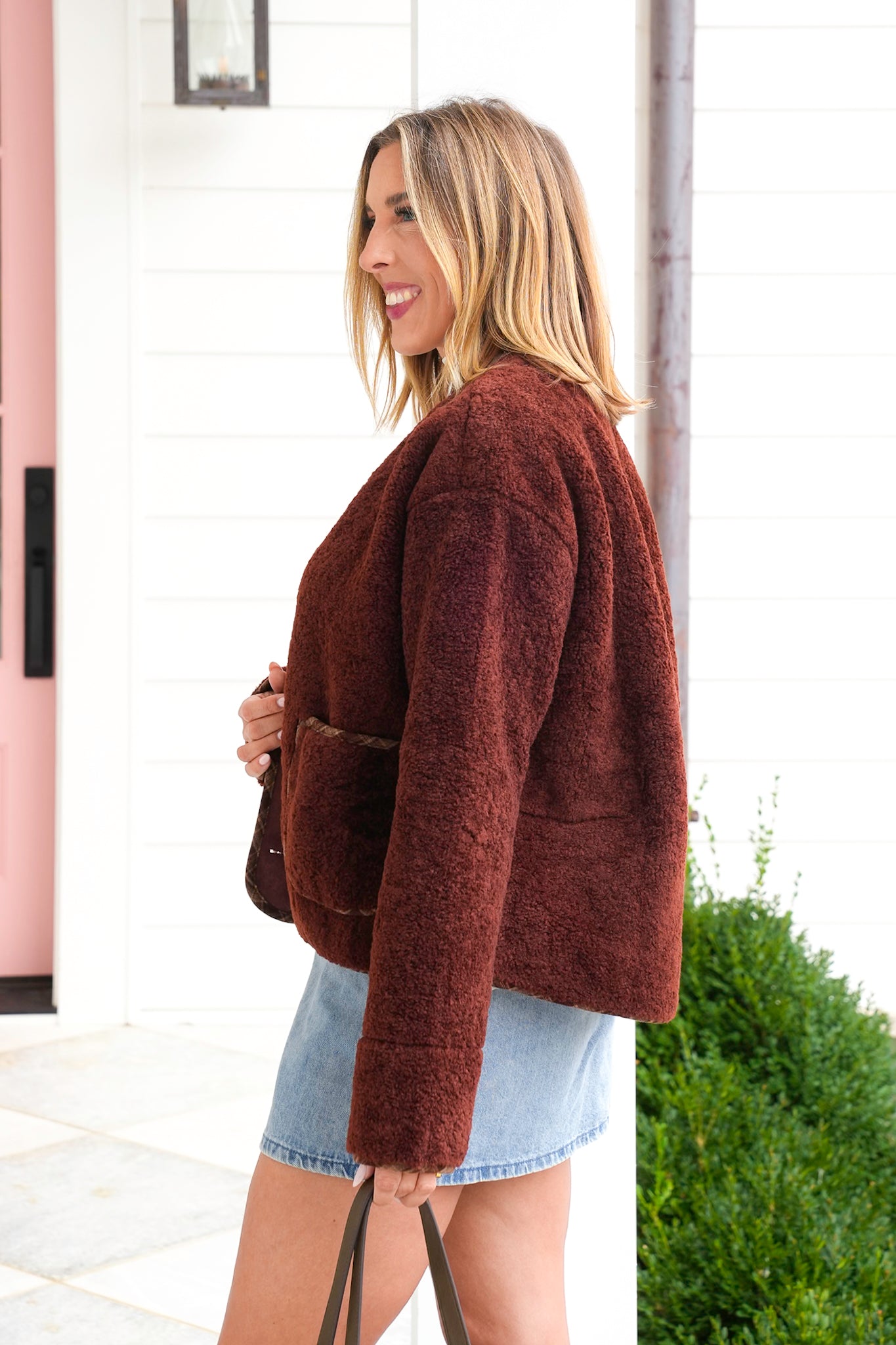 Sherpa Fleece Long Sleeve Button Down Jacket