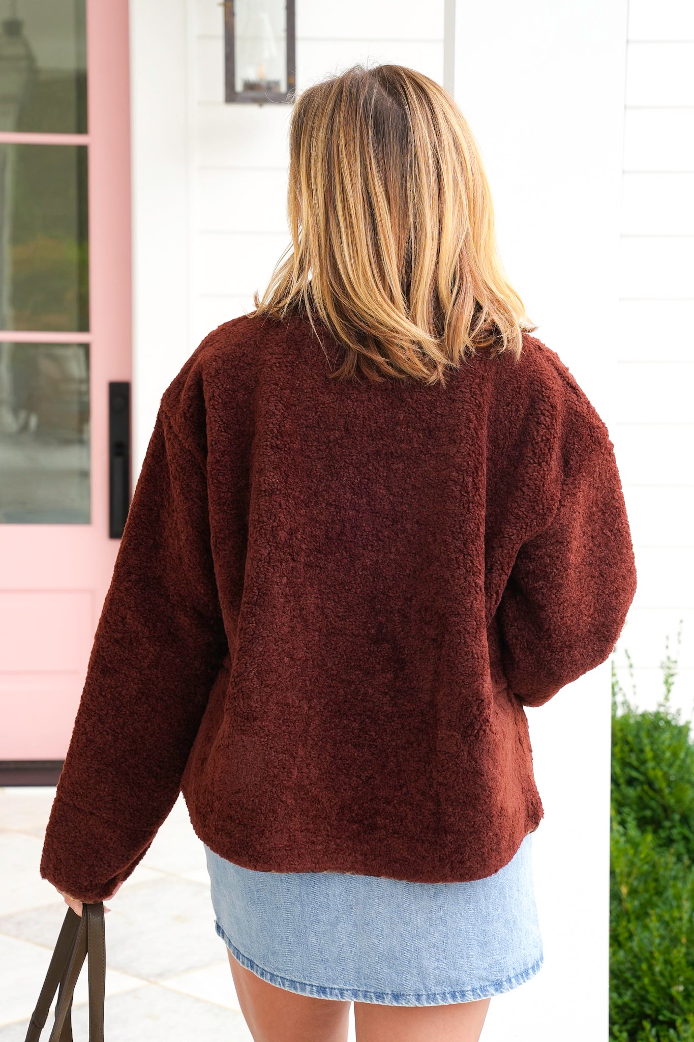 Sherpa Fleece Long Sleeve Button Down Jacket