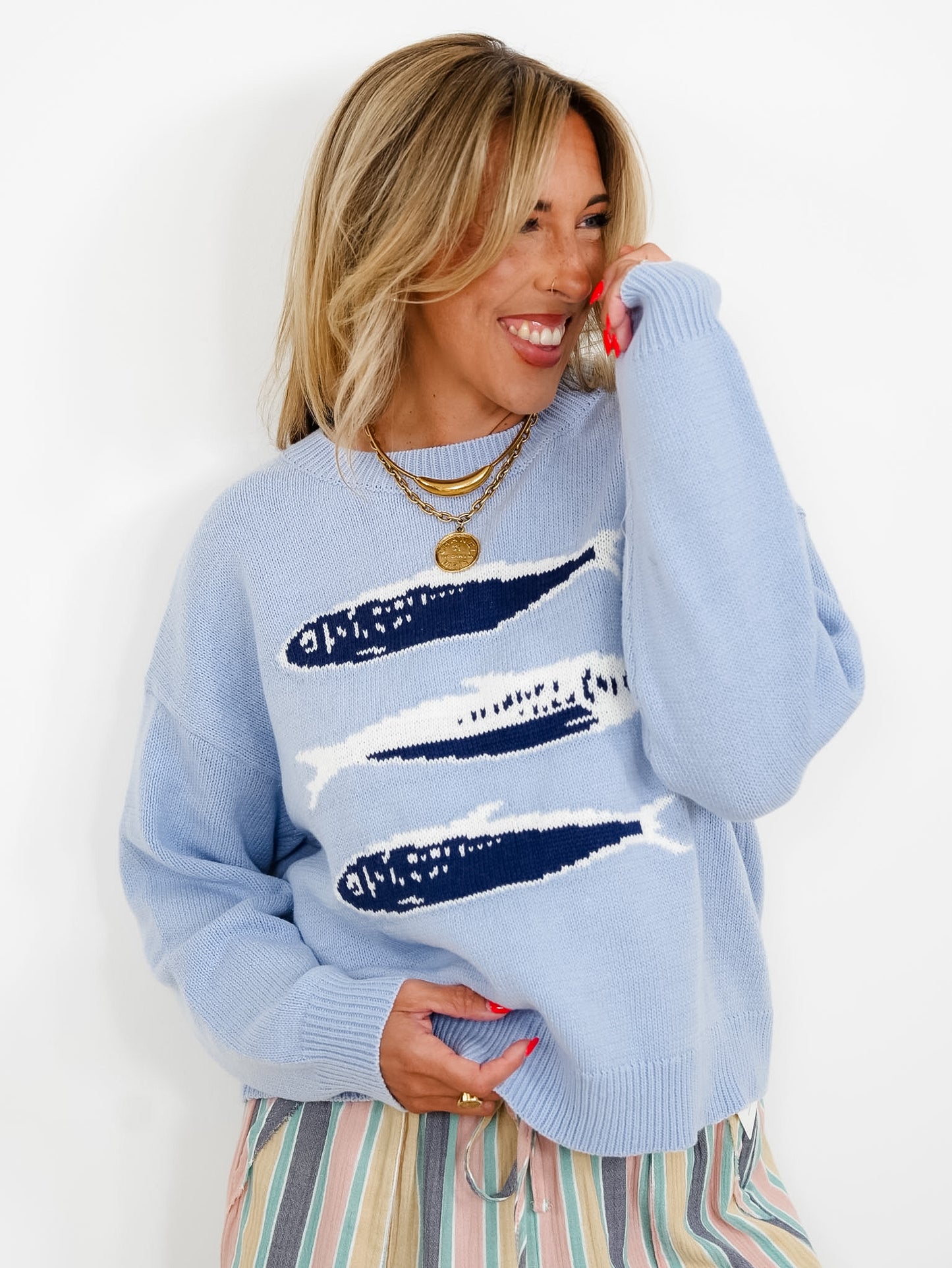 Long Sleeve Sardine Trio Pullover Sweater