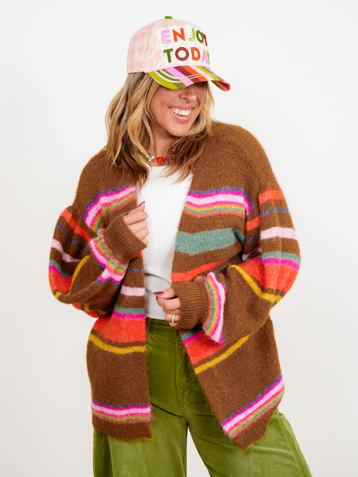 Multi Color Stripe Long Sleeve Cardigan - Freckled Poppy