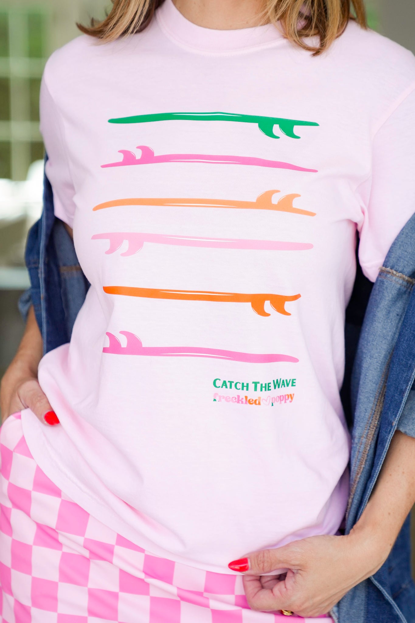 Plus/Reg Short Sleeve "Freckled Poppy Catch The Wave" Graphic Tee