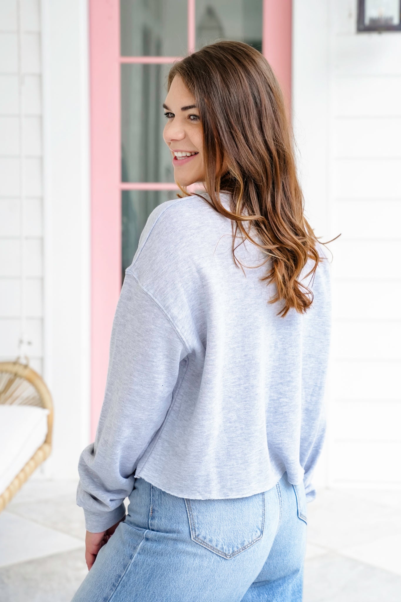 Plus/Reg Long Sleeve "FP" Crop Graphic Sweatshirt