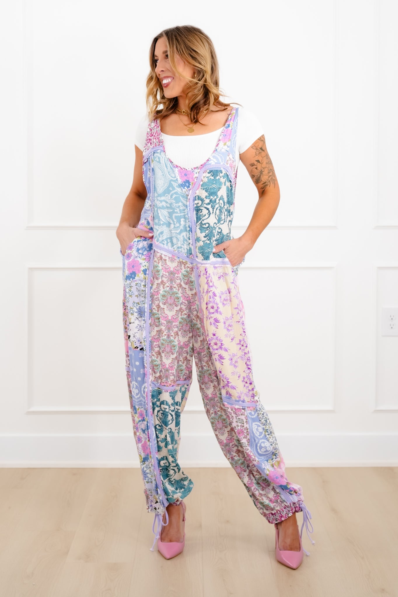 Multi Print Sleeveless Wide Leg jumpsuit
