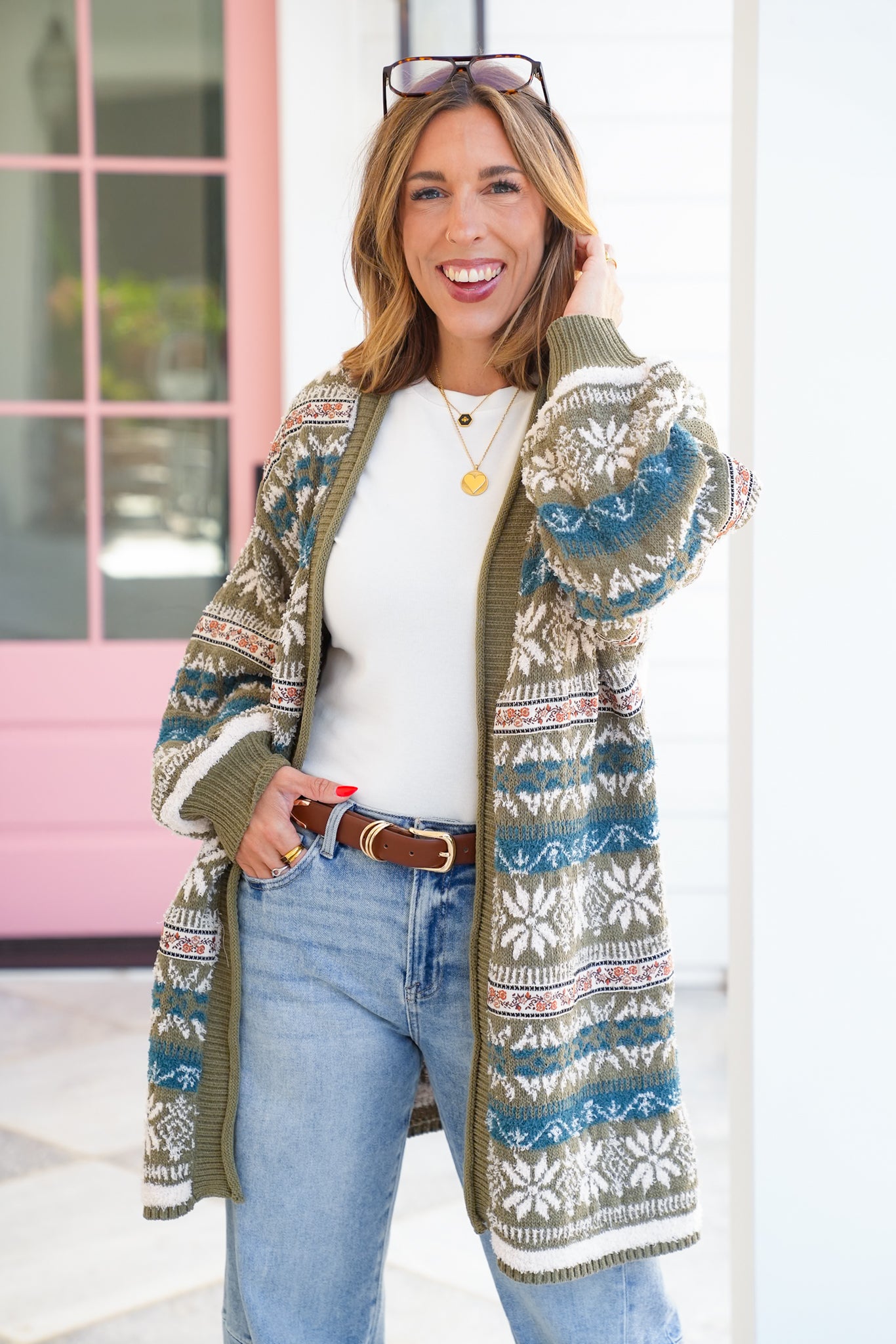 POL Long Sleeve Open Front Cardigan Sweater