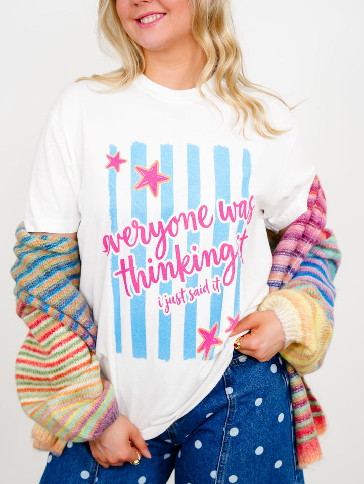 Plus/Reg Short Sleeve "Everyone Was Thinking It" Graphic Tee - Freckled Poppy