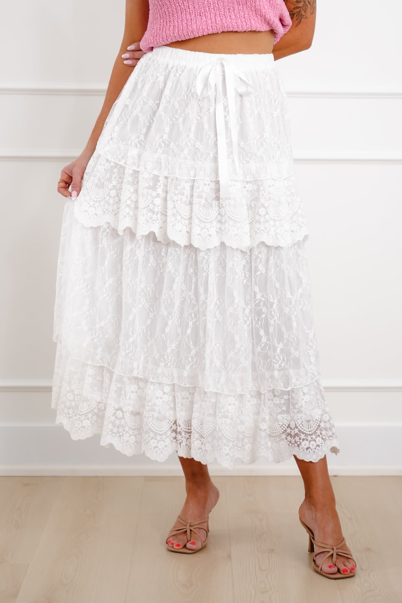 Lace Elastic Waist Tiered Maxi Skirt – Freckled Poppy
