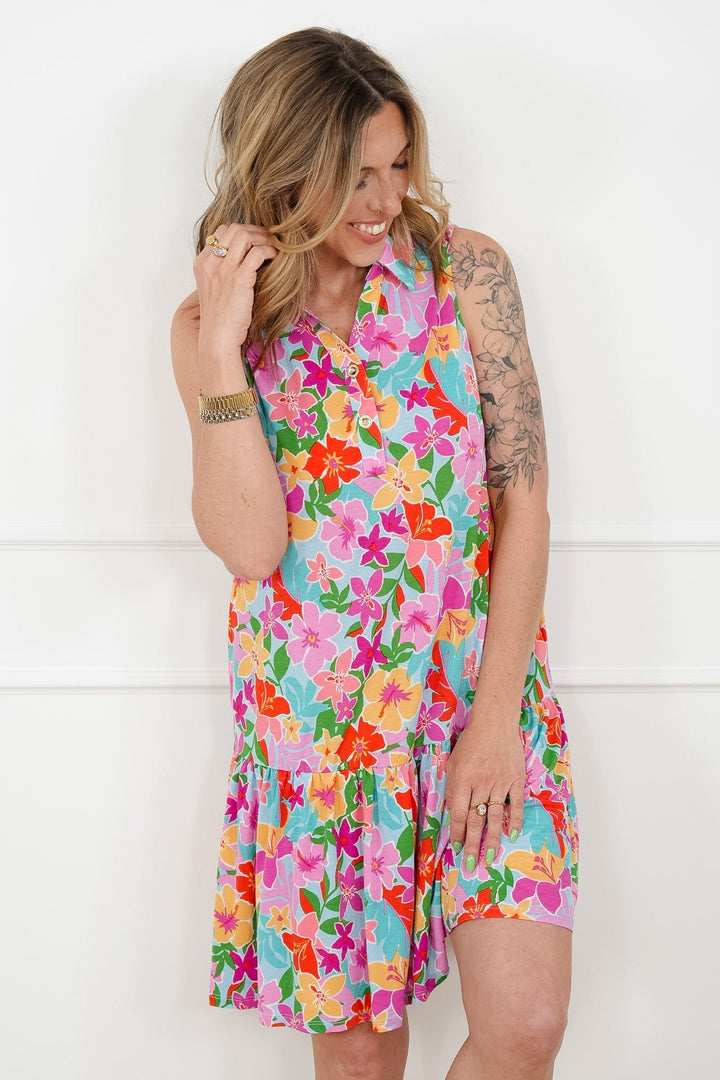Plus/Reg Floral Print Sleeveless Midi Dress - Freckled Poppy