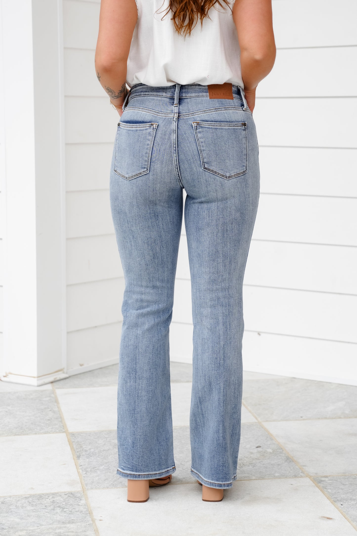 Judy Blue Dreaming About You Medium Wash Mid Rise Vintage Button-Fly Bootcut Jeans