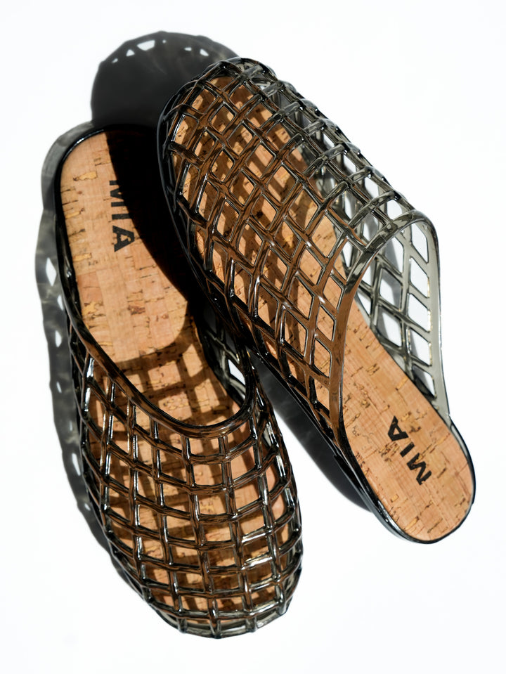 MIA Jelly Cage Slide Sandal with Cork Footbed