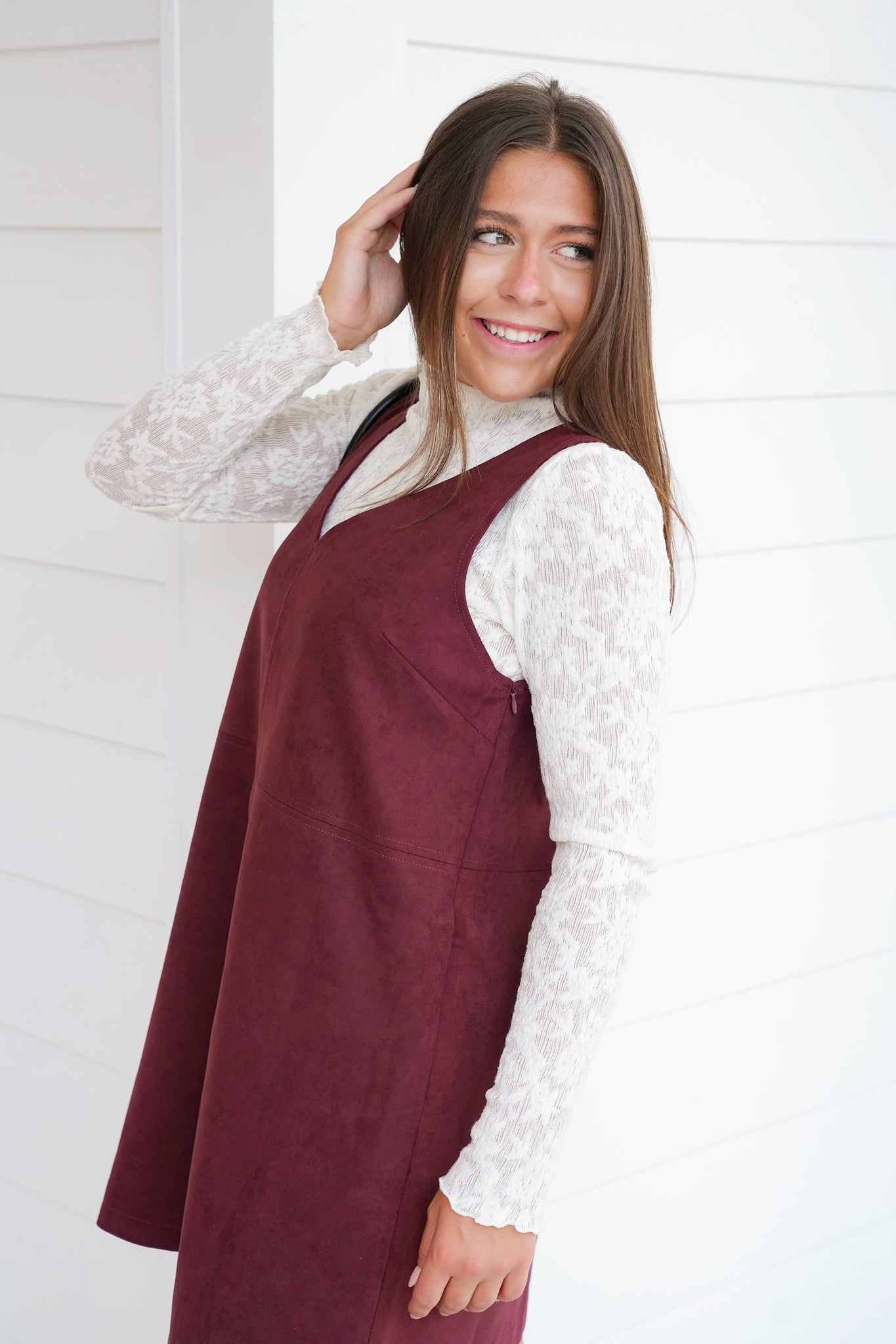 Vegan Suede Sleeveless A-Line Dress with Side Pockets