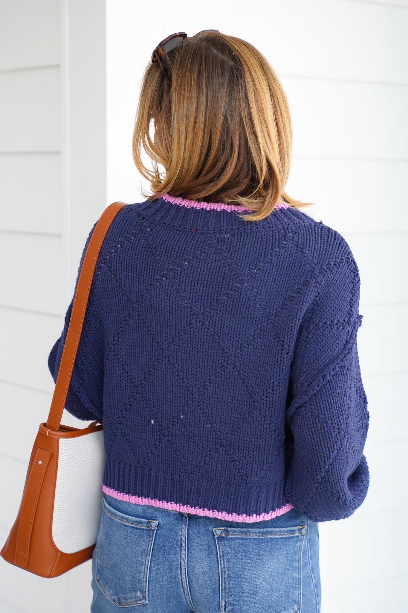 Lobster Knit Long Sleeve Cropped Pullover Sweater