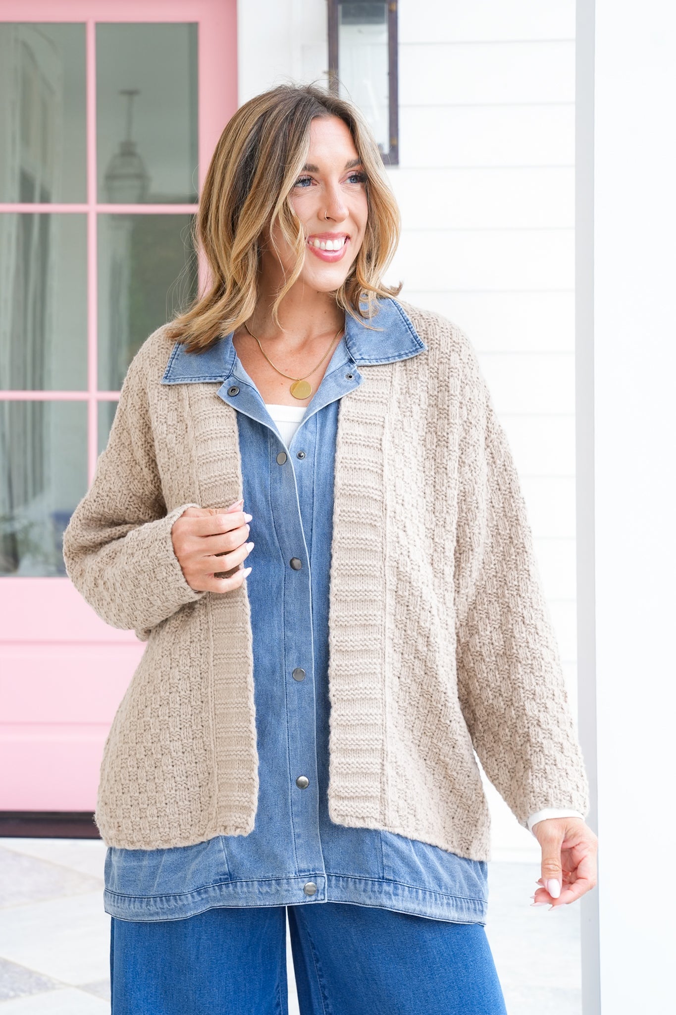 Textured Long Sleeve Layered Cardigan