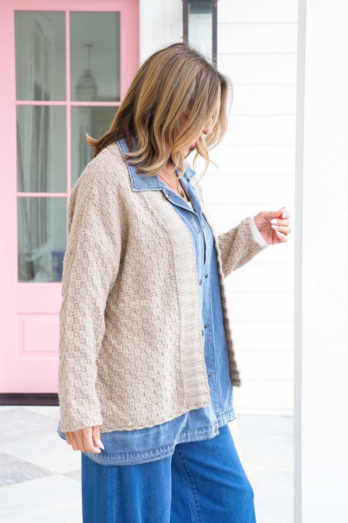 Textured Long Sleeve Layered Cardigan